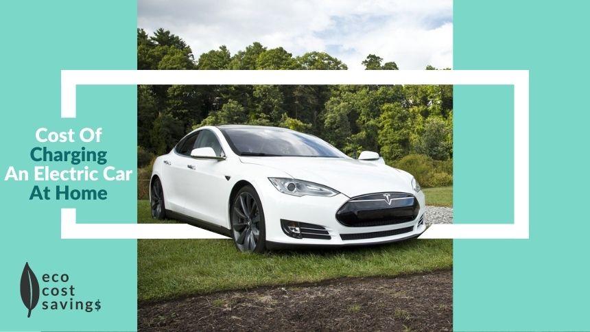 Cost of charging an electric car at home image with electric car parked in garden | Eco Cost Savings
