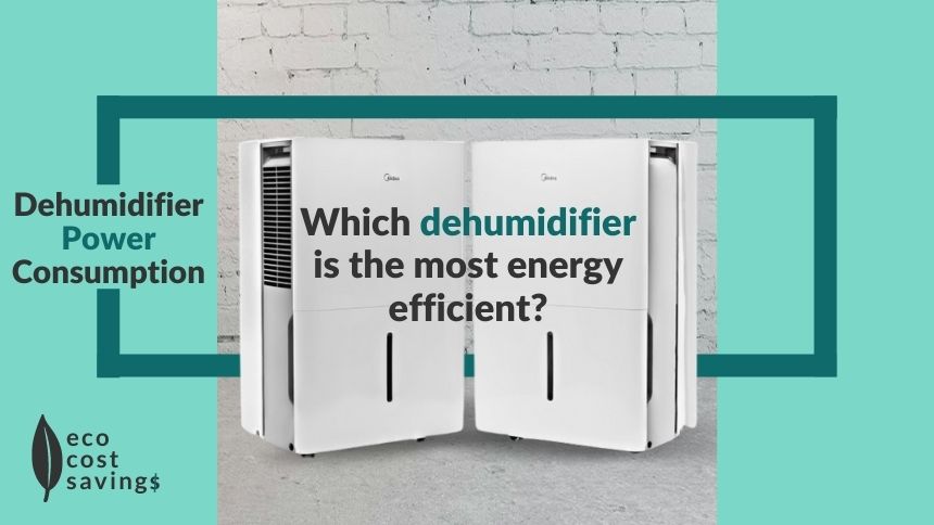 Dehumidifier wattage and energy efficiency image of two dehumidifiers in front of a wall