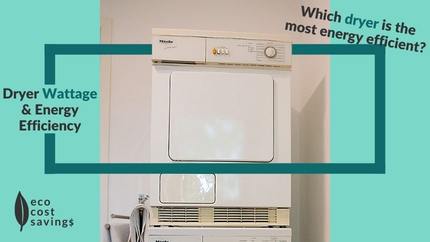 Dryer wattage image containing an electric dryer on a washing machine in a utility room