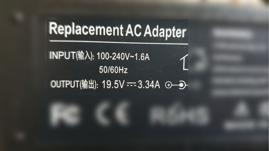 Universal Laptop Charger Voltage Example 2 image of the input and output voltage of another laptop charger